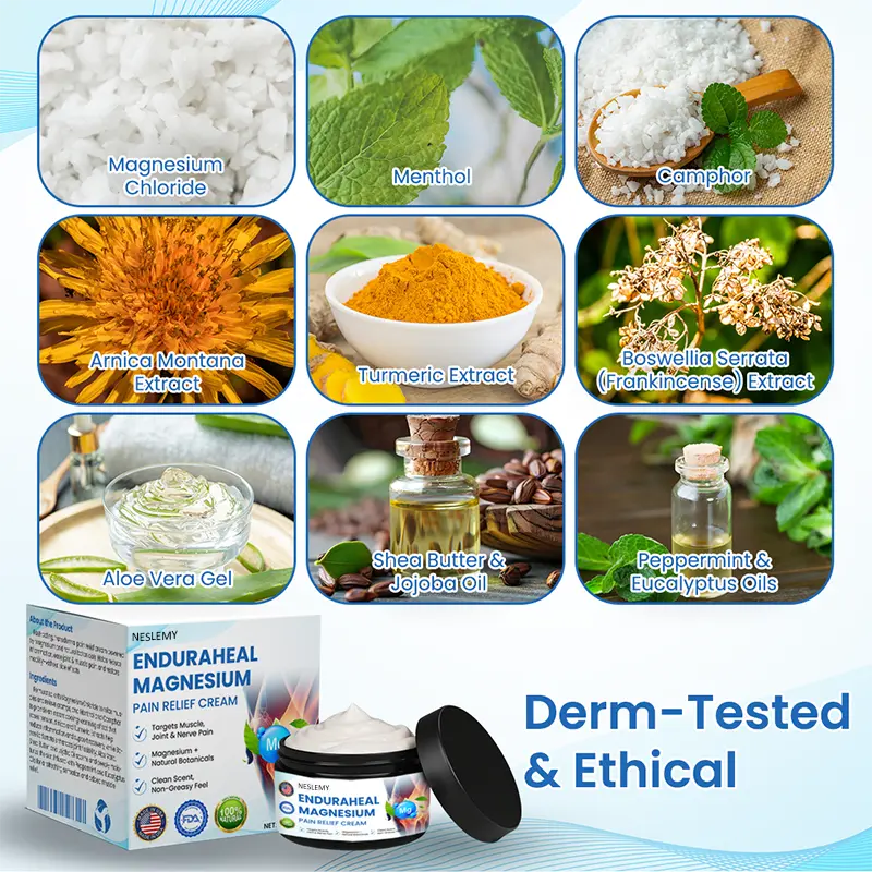 NESLEMY® EnduraHeal Magnesium Soothing Cream is specially designed for soreness and discomfort, helping you regain your energy and move forward with ease.