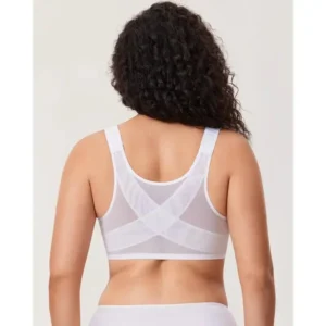 NESLEMY Women's Front Closure BrasPosture Full Coverage Plus Size UnderwireUnlined Back Support Plunge Seamless Bra B-H